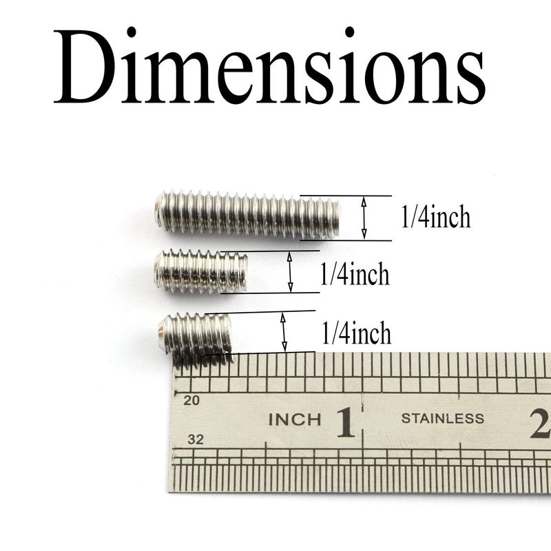 Pro Bamboo Kitchen 20PCS 1/4-20x1" Hexagon Hex Socket Set Screws 304 Stainless Steel Full Thread Cup Point Grub Screws - Image 4